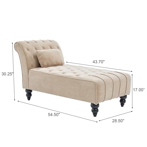 Rafaela Velvet Upholstered Chaise Lounge Chair Indoor with Lumbar Pillow, view 3