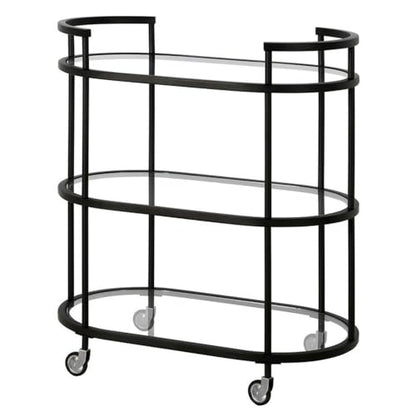30" Wide Oval Bar Cart in Blackened Bronze, Bar Carts for the Home | Sleek rolling shelving unit that moves room to room with ease, doubling as a stylish bar cart or convenient coffee station