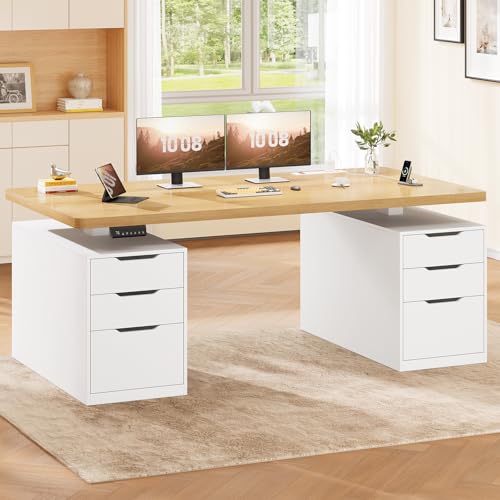 55" Electric Standing Desk with 6 Drawers, Adjustable Stand up Desk with Storage, view 2