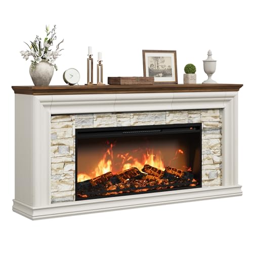70" Fireplace TV Stand Up to 80" TVs, 42" Modern Electric Fireplace with Mantel, view 2