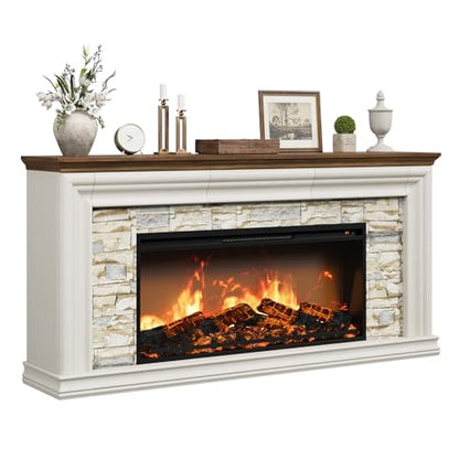 70" Fireplace TV Stand Up to 80" TVs, 42" Modern Electric Fireplace with Mantel, view 2