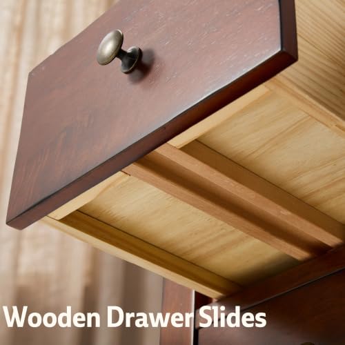 Jacob Solid Wood 5-Drawer Dresser for Bedroom, Living Room（Walnut）, view 5