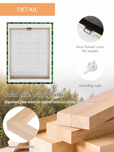 NuYeBiofx Farm Green Dark Checker Plaid Canvas Wall Art Prints,30"x20" Framed Picture Artwork Rustic Buffalo Lattice Printed Canvas Oil Painting for Living Room Bedroom Office,Ready to Hang