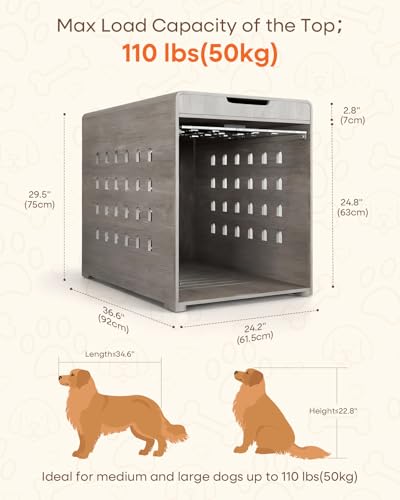 Modern Dog Crate Furniture with Charging Station Large Kennel Indoor, view 3