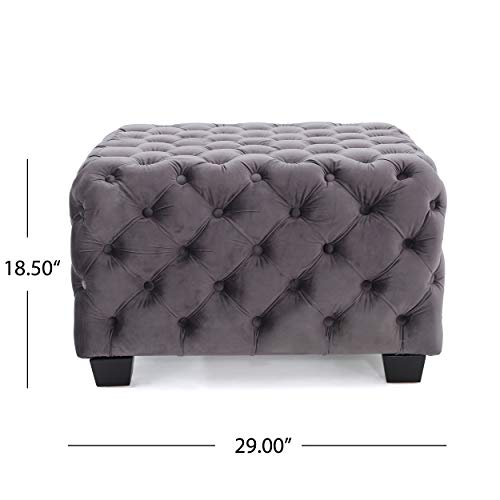 Christopher Knight Home Jaymee Velvet Ottoman, Grey