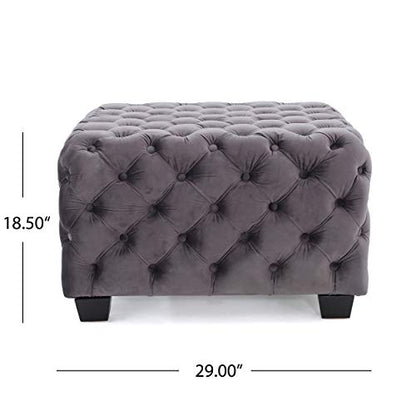 Christopher Knight Home Jaymee Velvet Ottoman, Grey