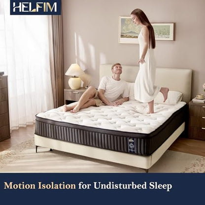 King Mattress - 12 Inch Medium Firm Ergonomic Mattress, Zoned Pocket Springs with Memory Foam for Back Support & Motion Isolation - CertiPUR-US Certified