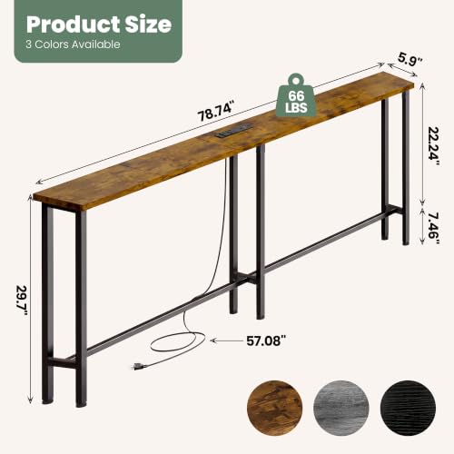 78" Sofa Table with Built-in Power Strip (2 AC Outlets & 2 USB Ports) – 4.9ft, view 4