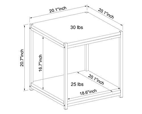 Tall Side End Table Furniture Designs |Brooklyn Series | Night Stand | Coffee Table |Storage Shelf | Sturdy | Easy Assembly | Brown Oak Wood Look Accent Furniture with Metal Frame