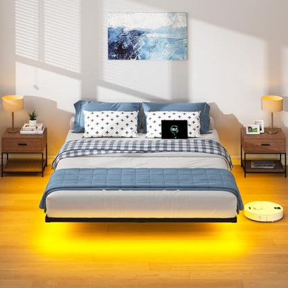 Floating Bed Frame with Charging Station, view 5