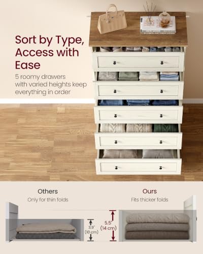 5-Drawer Dresser, Chest of Drawers, 31.5 x 15.7 x 47.4 in, view 5