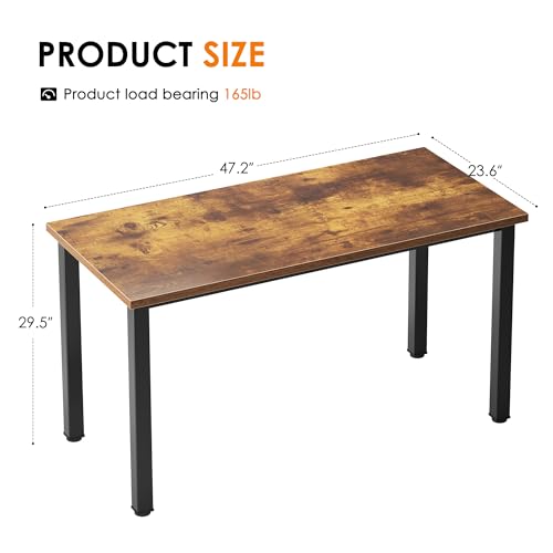 47 inch Computer Desk, Rustic Top, Black Metal Frame, Modern Simple, view 4
