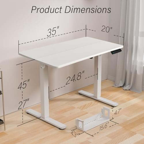 Standing Desk, 35x20 Inch Electric Height Adjustable Computer Desk, view 4