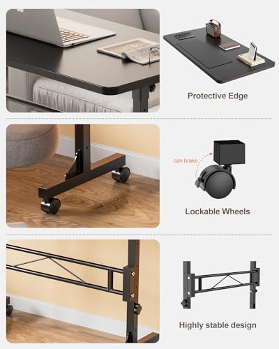 Small Standing Desk Adjustable Height, Mobile Stand Up Desk with Wheels, view 7