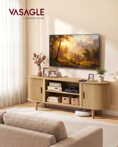 VASAGLE TV Stand for 65-Inch TVs, Mid Century Entertainment Center with Storage, view 4