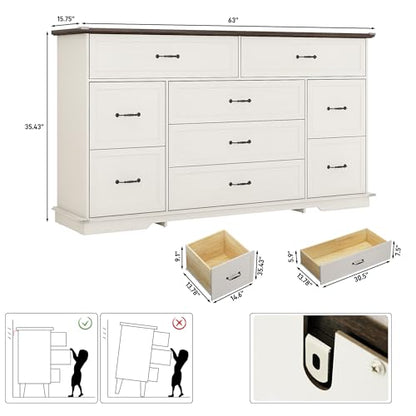 Farmhouse 9 Drawer Dresser for Bedroom, view 3