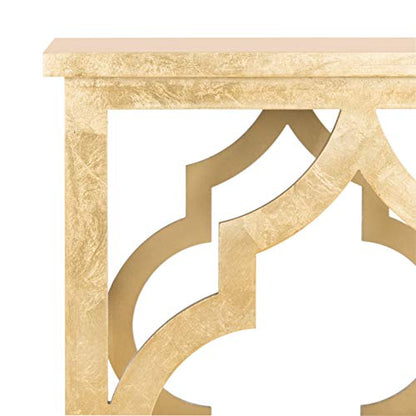 SAFAVIEH Home Collection – Milo Gold Leaf Trellis End Table, Quatrefoil Open Frame Accent Table, Fully Assembled (AMH1508B)