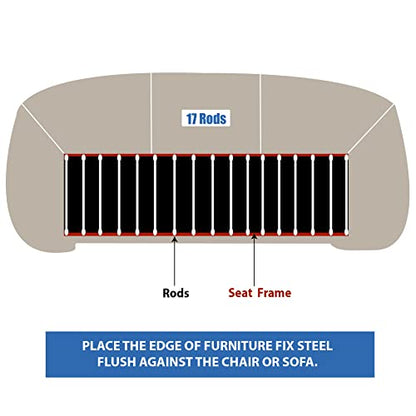 Furniture Fix Steel for Chair, Sofa, Loveseat, Mattress, or Couch-Cushion Support, Supercomfortable Nonslip Adjustable Seat Support, Extend Furniture Life, (66 x 22) Inches Deep (Black)