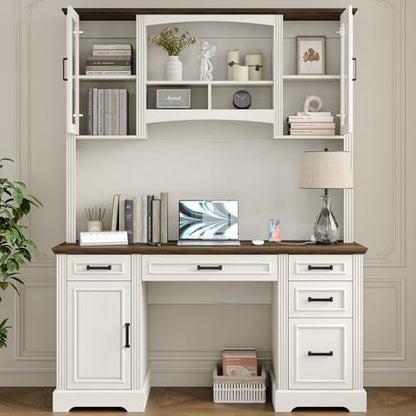 Farmhouse 76" Height Executive Desk with Hutch, view 4