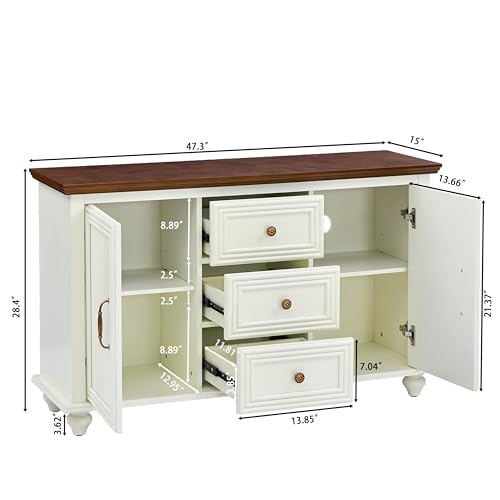 47" Wood Sideboard Buffet Cabinet with Storage, view 3