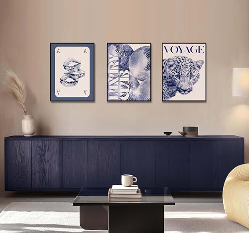 Blue Cheetah Canvas Wall Art Y2K Trendy Leopard Wall Decor Paintings Preppy Blue and White Cheetah Disco Posters Prints Pictures for Girly Room Bedroom Dorm 12 * 16 Inch （Posters