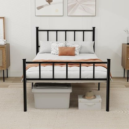 Metal Platform Twin Size Bed Frame, Black, view 2