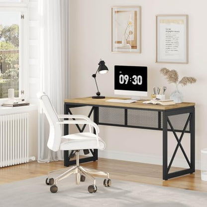 54 Inch Farmhouse Computer Desk, Industrial Home Office Desk with Metal Frame, view 8