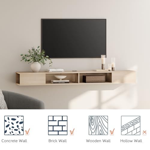 70 Inch TV Stand with LED Lights, Oak, view 8