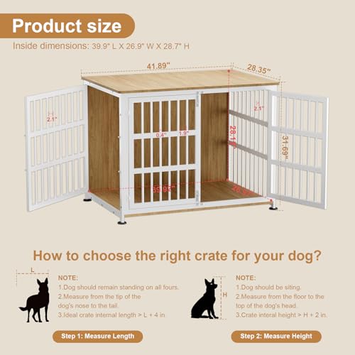 42" Furniture Style Large Dog Crate with Wheels, view 3