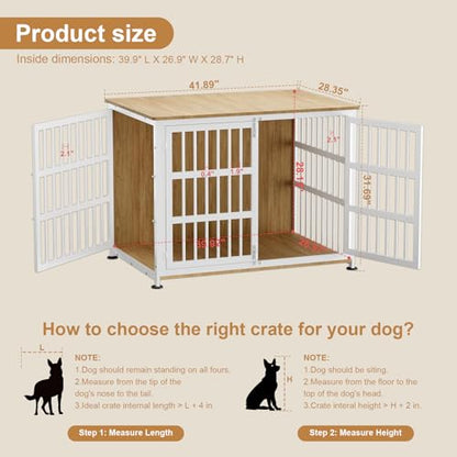 42" Furniture Style Large Dog Crate with Wheels, view 3