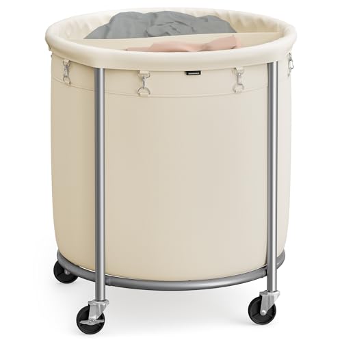 Laundry Basket with Wheels, 63.5 Gal., Steel Frame, Removable Bag, view 2