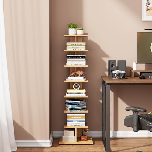 Book Shelf, Narrow Spine Bookshelf, 8-Tier Bookcase for Small Space, view 6