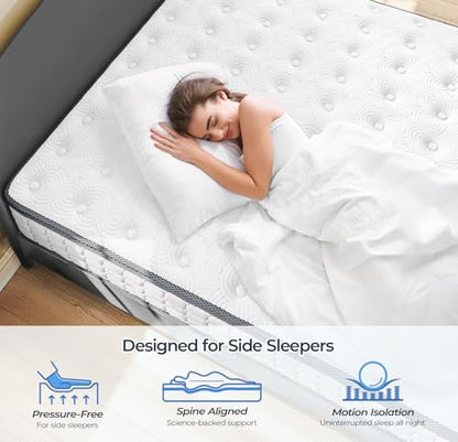 10 Inch Twin Mattress, Hybrid Mattress in a Box, White, view 3