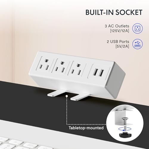 FLEXISPOT EN2 55"x28" Whole-Piece Standing Desk with Power Strip, White, view 5