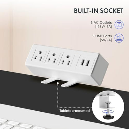 FLEXISPOT EN2 55"x28" Whole-Piece Standing Desk with Power Strip, White, view 5