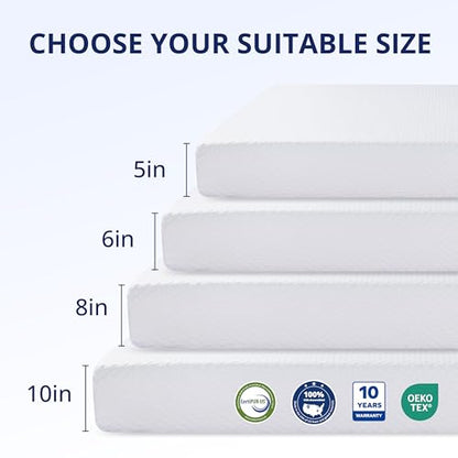 6 Inch Twin Mattress for Kids,Cooling Green Tea Gel Memory Foam, view 3