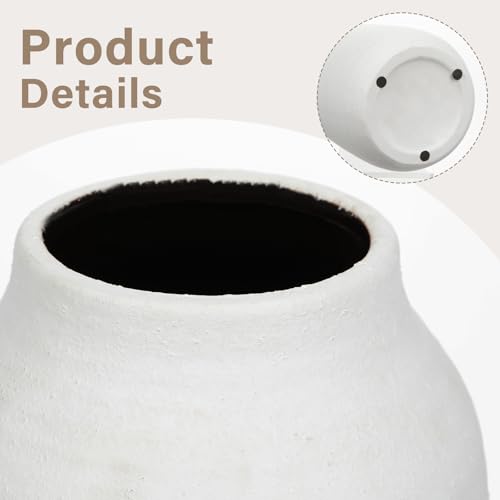 Farmhouse Ceramic Flowers Vase Home Indoor Decor, Modern Living Room Kitchen Table Vases, Dining Bedroom Bathroom Decorations for Office Coffee Desk Book Shelf Fireplace (9.4” Tall)
