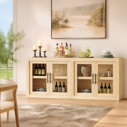 71" Large Sideboard Buffet Cabinet, Modern White Credenza Console Table, view 2