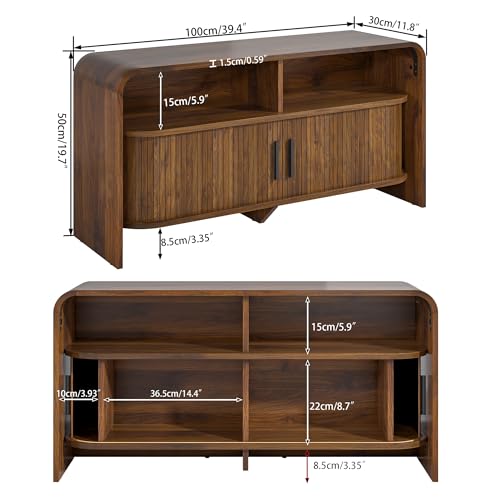 Small TV Stand for Bedroom, Low Fluted TV Console for 40 43 Inch, view 3