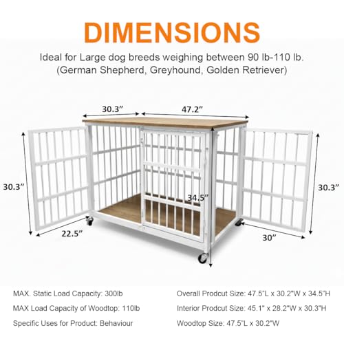 KOKOTANGS 48" Dog Crate Furniture, Heavy Duty Dog Kennel Indoor for Large Dogs, view 5
