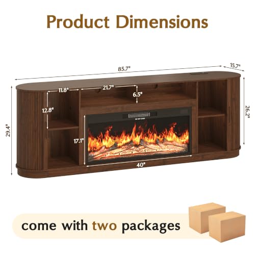 85.6" Fireplace TV Stand for TV Up to 90", view 3
