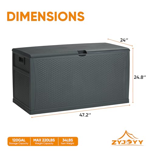 100 Gallon Resin Deck Box Waterproof Outdoor Storage Box and Patio Furniture Side Table for Pool Accessories, Gardening Tools, Outdoor Indoor Cushions, Lockable, UV Resistant