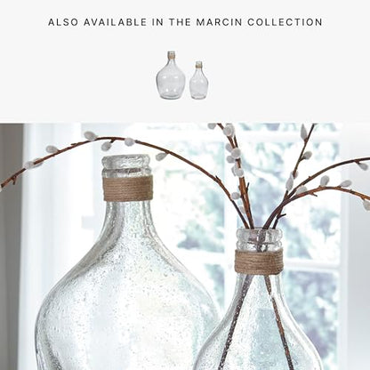Signature Design by Ashley Marcin Modern Glass 2 Peiece Bottle Neck Vase Set, Clear