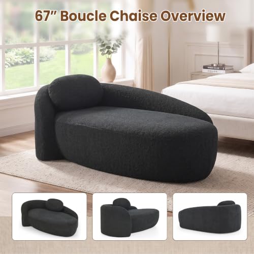 67" Boucle Upholstered Chaise Lounge Chair Indoor, view 5