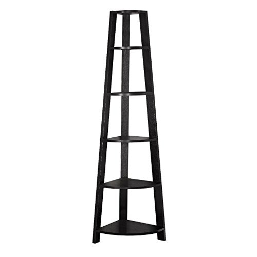 Monarch Specialties Corner Bookcase, 72" H, Cappuccino