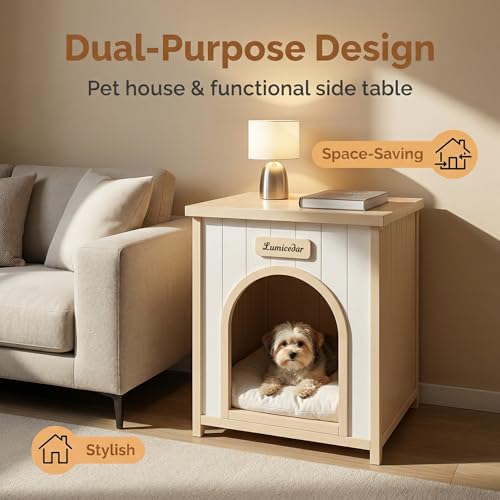 Solid Cedar Dog Crate Furniture End Table for Small Dogs & Cats, view 4