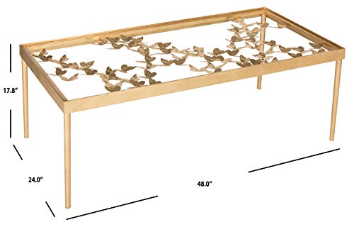 Safavieh FOX2589A Home Collection Rosalia Butterfly Coffee Table, Antique Gold