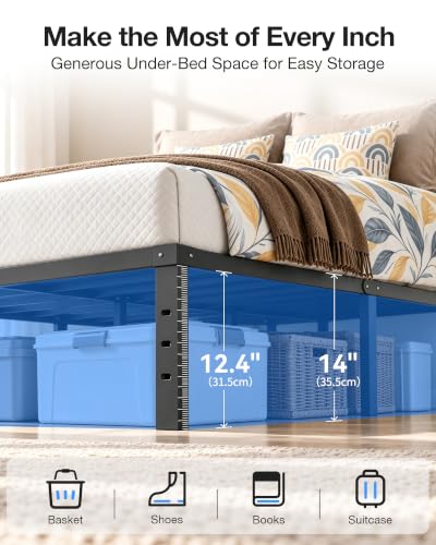 14 in Queen Bed Frame, Metal Platform Bed 15-Minute Solo Setup, view 6