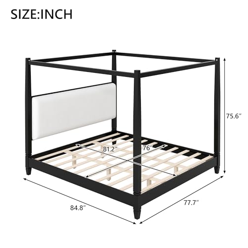 Cara Wooden Canopy King Bed Frame with Headboard, view 3