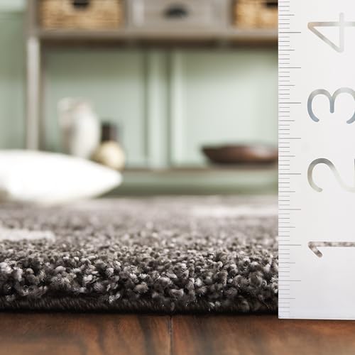 SAFAVIEH Florida Shag Collection Area Rug - 5'3" x 7'6", Smoke & Beige, Floral Design, Non-Shedding & Easy Care, 1.2-inch Thick Ideal for High Traffic Areas in Living Room, Bedroom (SG459-7913)